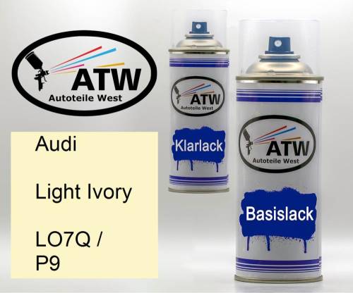 Audi, Light Ivory, LO7Q / P9: 400ml Sprühdose + 400ml Klarlack - Set, von ATW Autoteile West.
